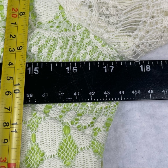 J Howard Dress Womens 10 Kiwi Green Cream Lace Overlay Midi Lined - Picture 6 of 13